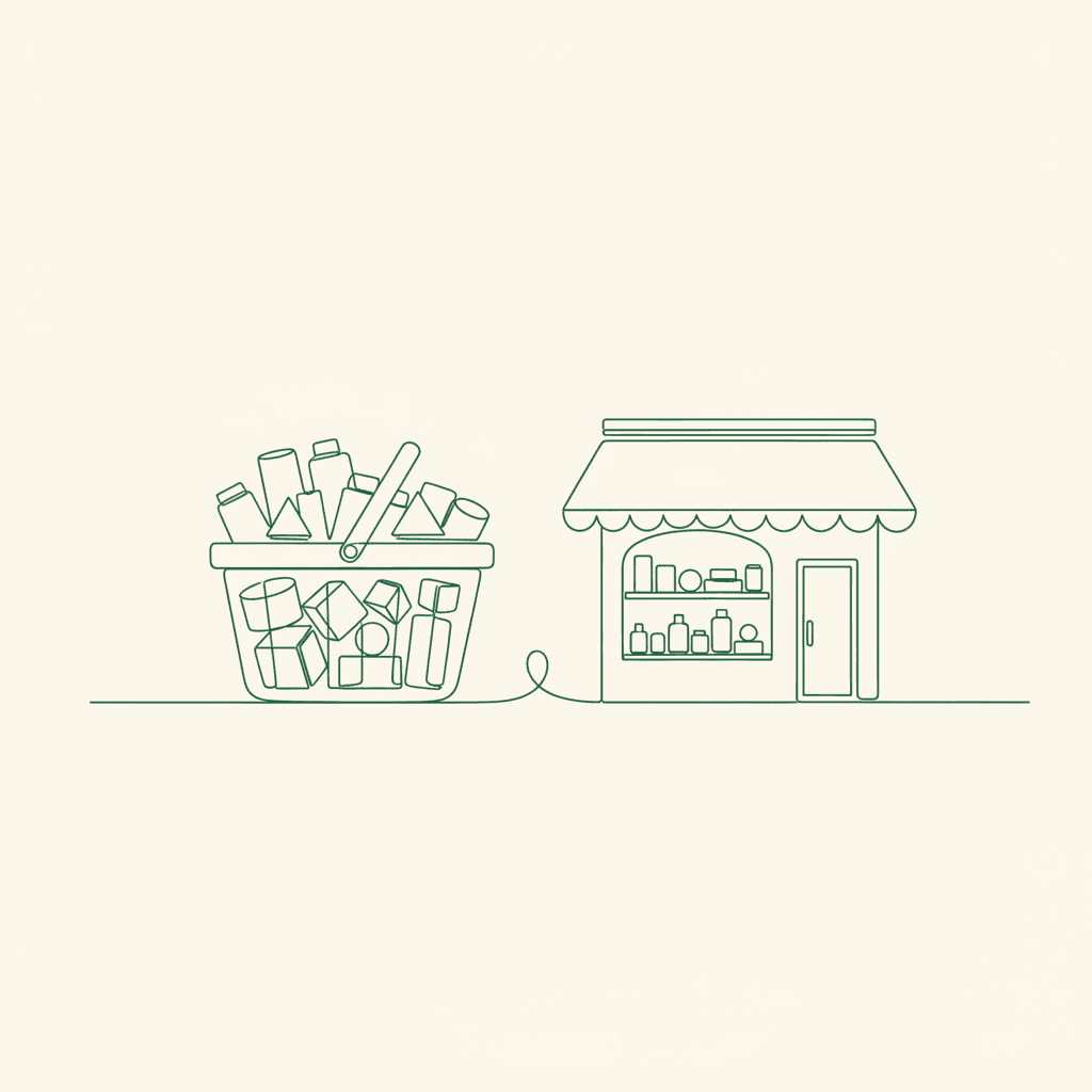 Single-line illustration of a complete wholesale order reaching a retailer, representing order fill rate.