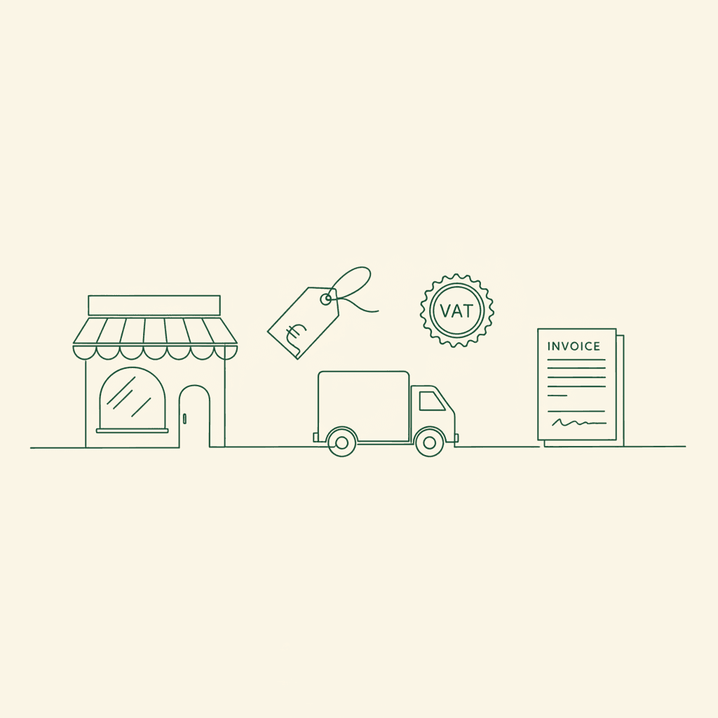 Minimal line illustration symbolizing B2B customer master data for wholesale teams