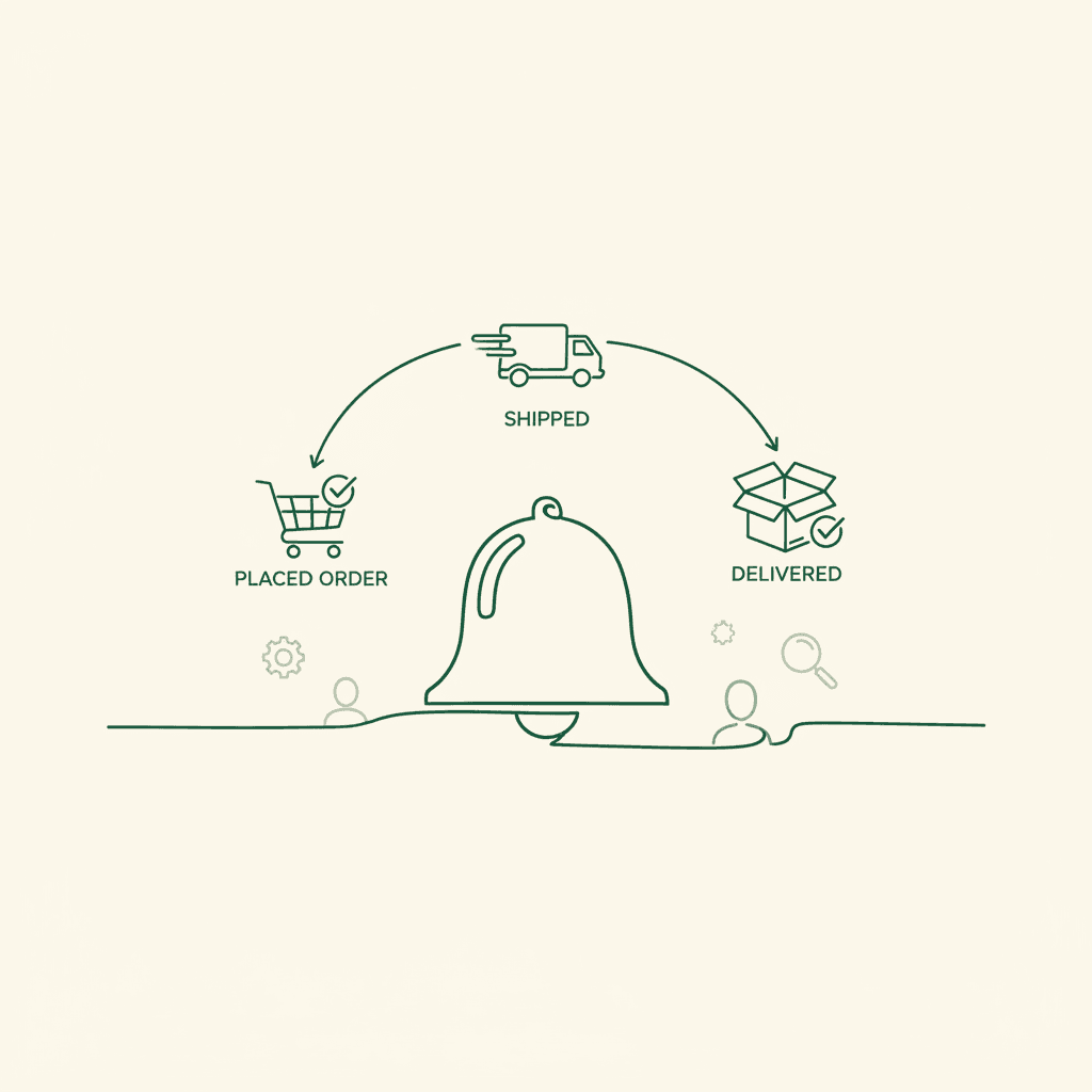 Minimal illustration of selective B2B order notification alerts for wholesale retailers