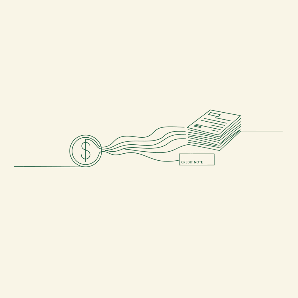 Minimal illustration of partial payment streams allocating a coin across invoices and a credit note for wholesale finance