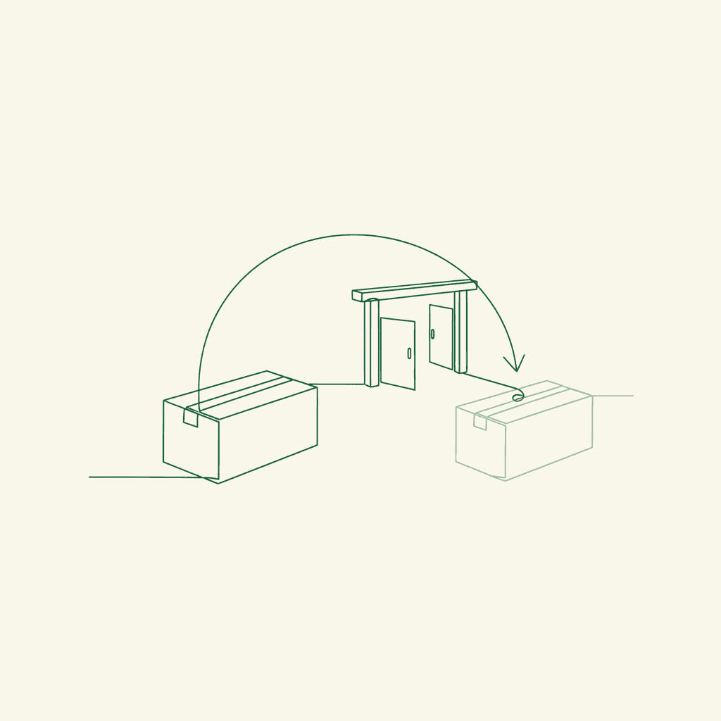 Minimal illustration of parallel import grey-market controls: sealed carton linked past EEA border to faded twin